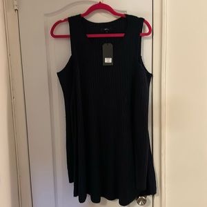 NWT very j navy open shoulder sweater dress